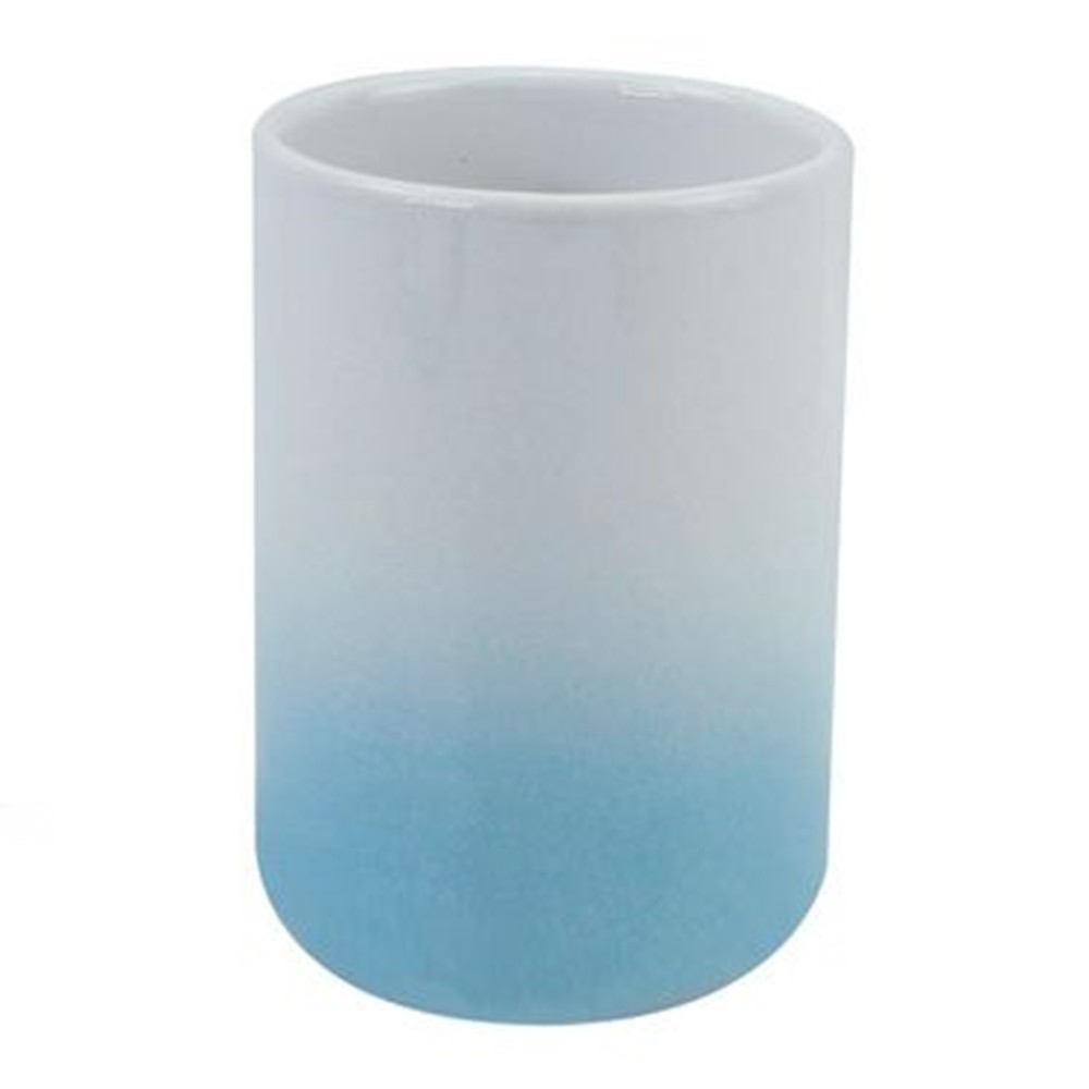 Bicchiere porta spazzolini Cipì Antille azzurro perla con inserti  conchiglie, Arcshop