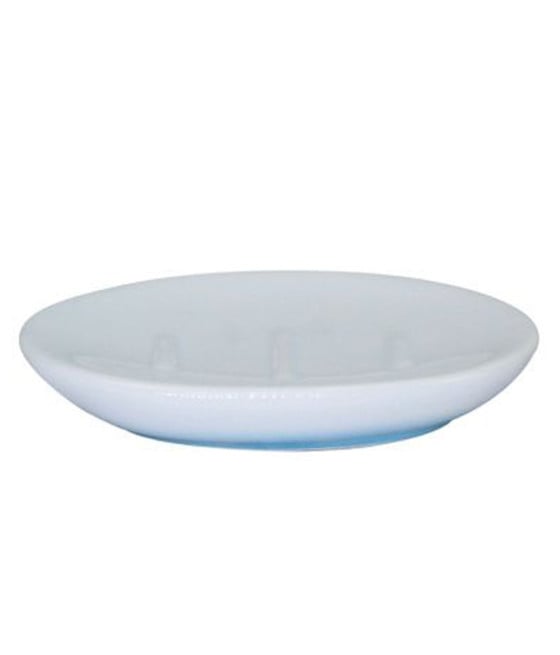 PIATTO PORTASAPONE SAPONETTA BAGNO CERAMICA BIANCO AZZURRO ARREDO 59912