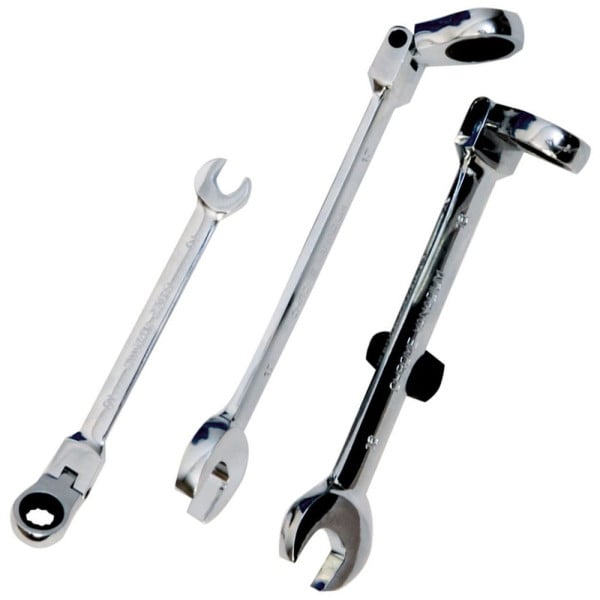 CHIAVI COMBINATE A CRICCHETTO CHROME VANADIUM CON TESTA SNODABILE 8 10 13 17 19