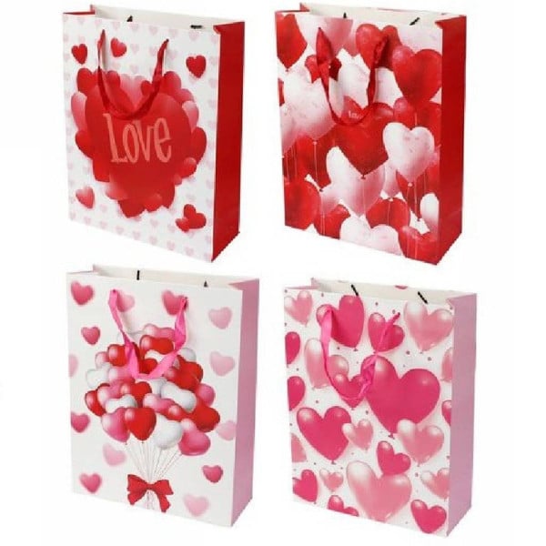 6 BUSTE REGALO SAN VALENTINO CUORI 18X23X8.5CM 71091 MODELLI ASSORTITI