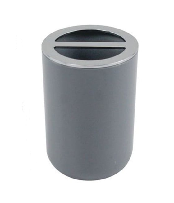 PORTA SPAZZOLINI BICCHIERE ACCESSORIO ARREDO BAGNO 2 FORI GRIGIO 69470