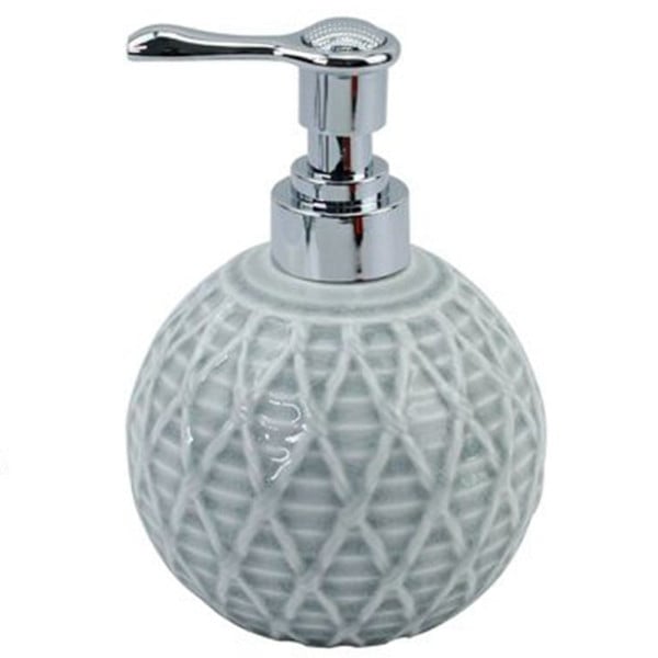 DISPENSER SAPONE LIQUIDO SFERA GRIGIO EFFETTO RETE ARREDO BAGNO 79278