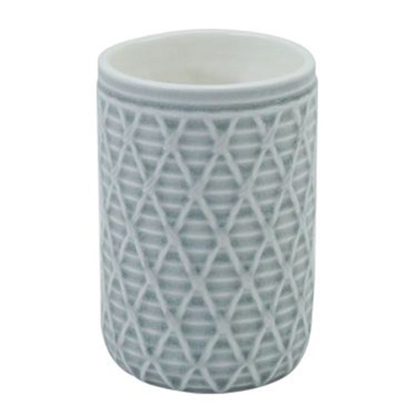 BICCHIERE PORTA SPAZZOLINI GRIGIO CON EFFETTO RETE BAGNO ARREDO 79279