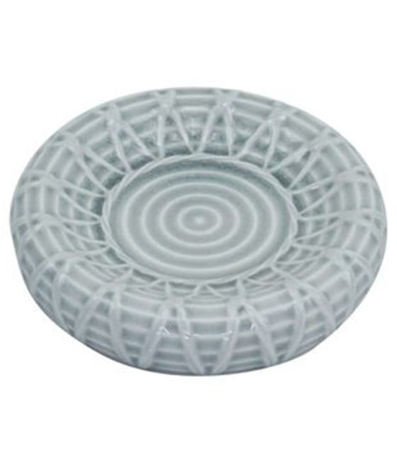 PIATTO PORTA SAPONE SAPONETTA BAGNO CERAMICA GRIGIO EFFETTO RETE 79280