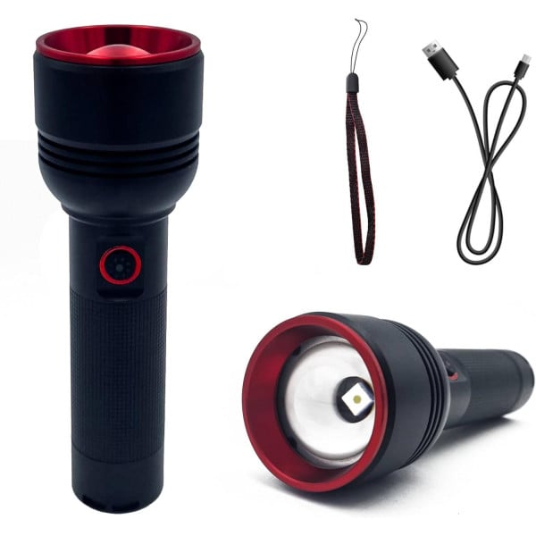 TORCIA A LED PROFESSIONALE RICARICABILE POTENTE LUCE ZOOM FINO A 500MT POWERBANK