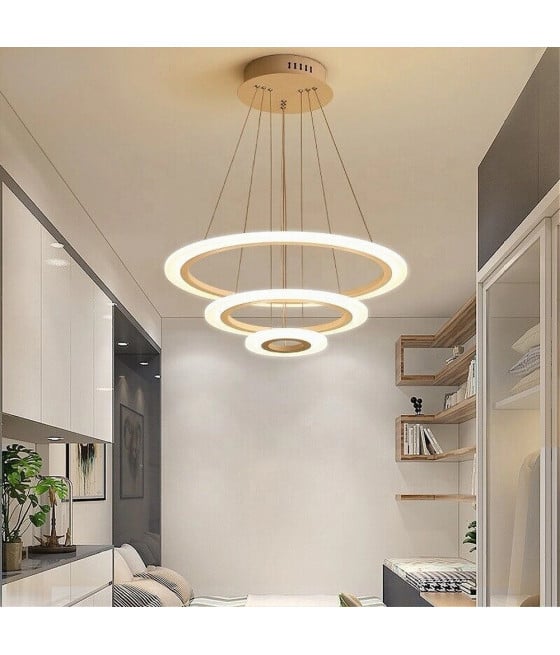 LAMPADARIO LED SOSPENSIONE 68W 3 CERCHI REGOLABILE DIMMERABILE A66-B3C