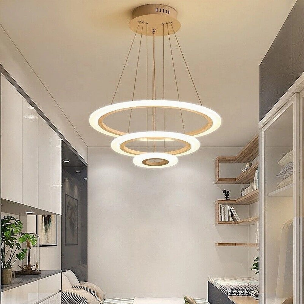 LAMPADARIO LED SOSPENSIONE 68W 3 CERCHI REGOLABILE DIMMERABILE A66-B3C