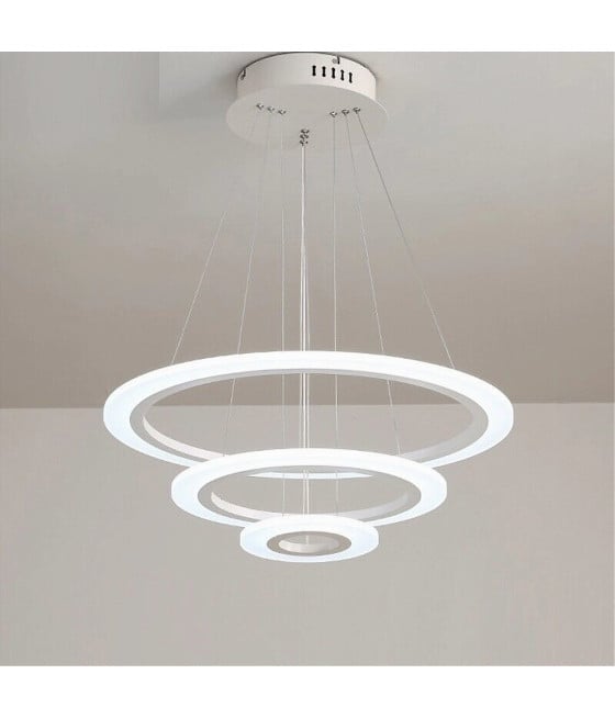 LAMPADARIO LED SOSPENSIONE 68W 3 CERCHI REGOLABILE DIMMERABILE A66-B3C