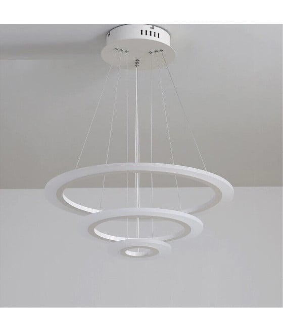 LAMPADARIO LED SOSPENSIONE 68W 3 CERCHI REGOLABILE DIMMERABILE A66-B3C