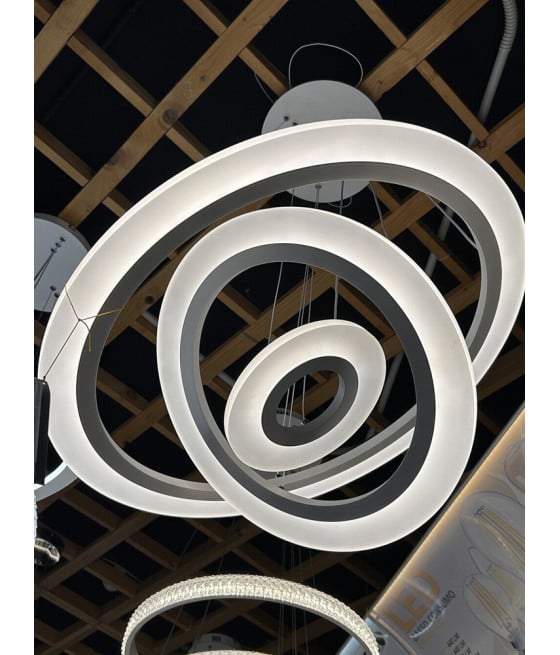 LAMPADARIO LED SOSPENSIONE 68W 3 CERCHI REGOLABILE DIMMERABILE A66-B3C