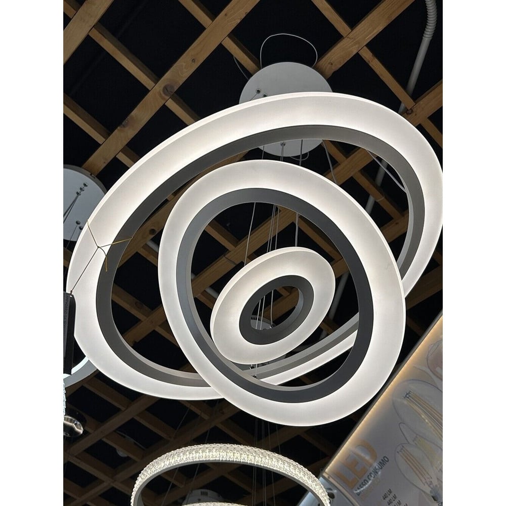 LAMPADARIO LED SOSPENSIONE 68W 3 CERCHI REGOLABILE DIMMERABILE A66-B3C