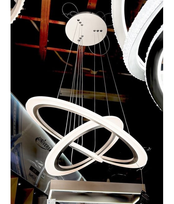 LAMPADARIO LED SOSPENSIONE 68W 3 CERCHI REGOLABILE DIMMERABILE A66-B3C