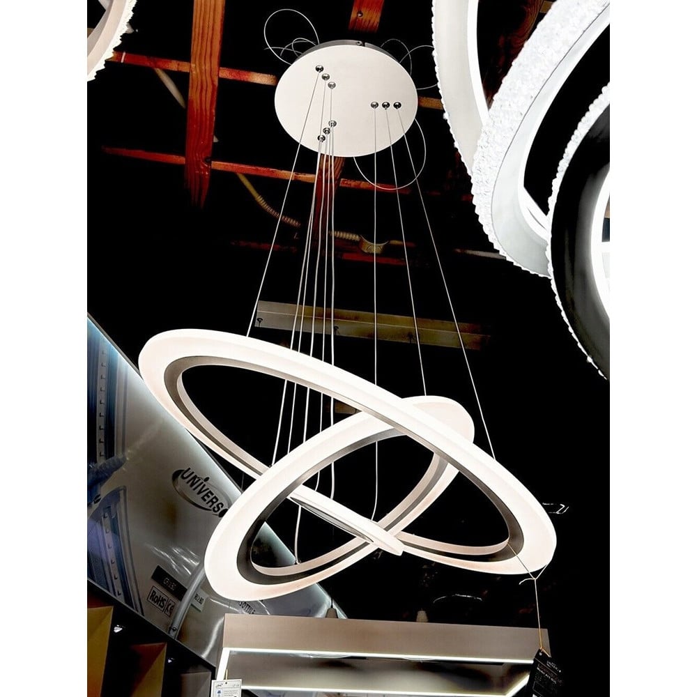 LAMPADARIO LED SOSPENSIONE 68W 3 CERCHI REGOLABILE DIMMERABILE A66-B3C