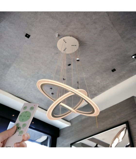 LAMPADARIO LED SOSPENSIONE 68W 3 CERCHI REGOLABILE DIMMERABILE A66-B3C