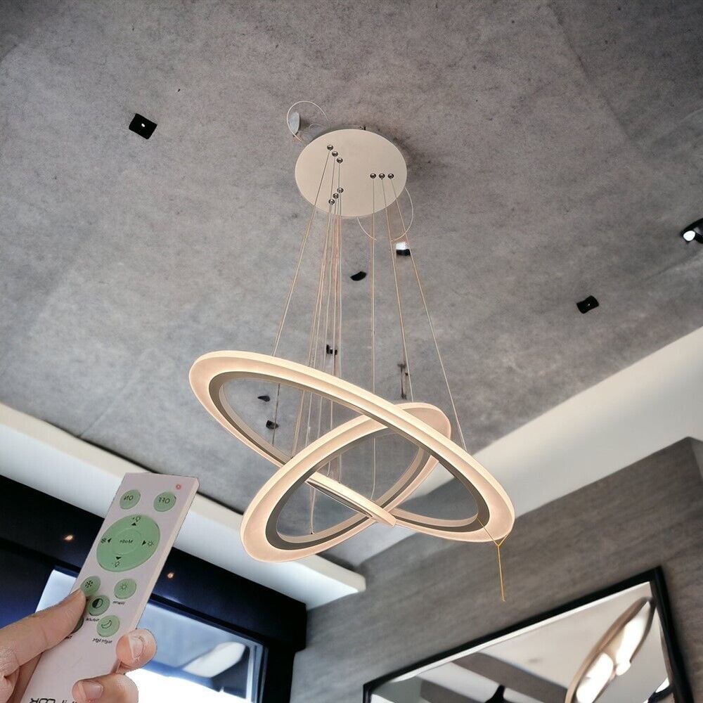 LAMPADARIO LED SOSPENSIONE 68W 3 CERCHI REGOLABILE DIMMERABILE A66-B3C