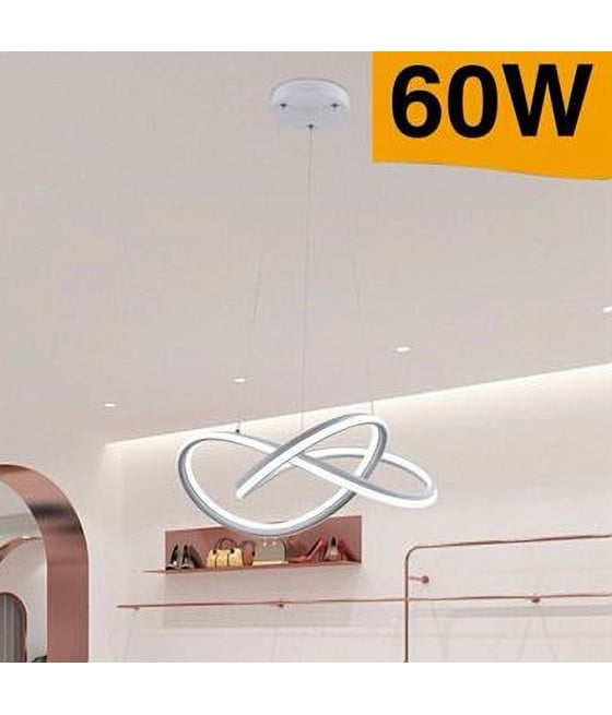 LAMPADARIO LED SOSPENSIONE INTRECCIATO BIANCO 60W 3 COLORI LUCE A50B3C