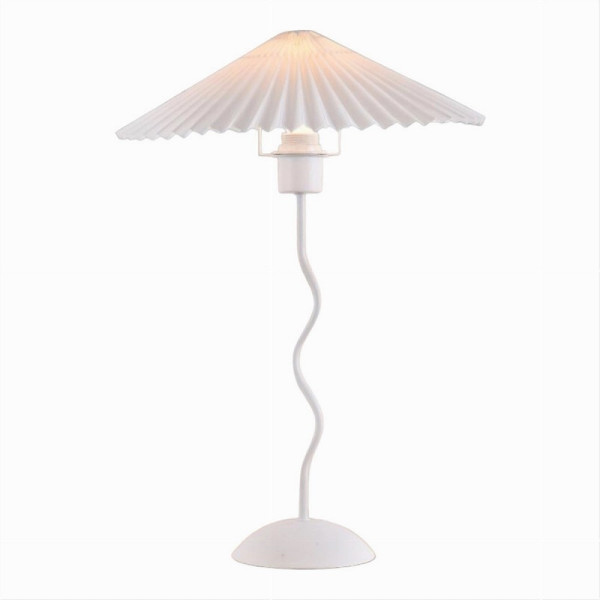 LUME METALLO BIANCO ABAT JOUR E27 LAMPADA TAVOLO CON INTERRUTTORE D25