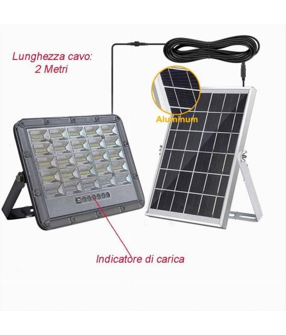 FARO LED PANNELLO SOLARE 500W LUCE FREDDA INDICATORE CARICA TK08-500W