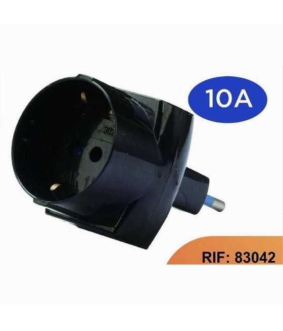 ADATTATORE SPINA 2P+T 10A 2 PRESA 10A 2P+T 1 PRESA ITA 10A/SCHUKO 16A