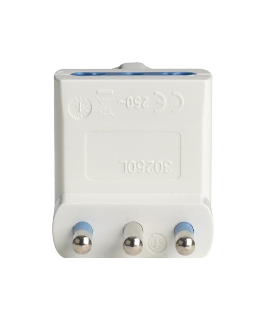 SPINA ANGOLARE 16A 2 BIPASSO 10A/16A 1 PRESA SCHUKO 16A LATERALE 83054