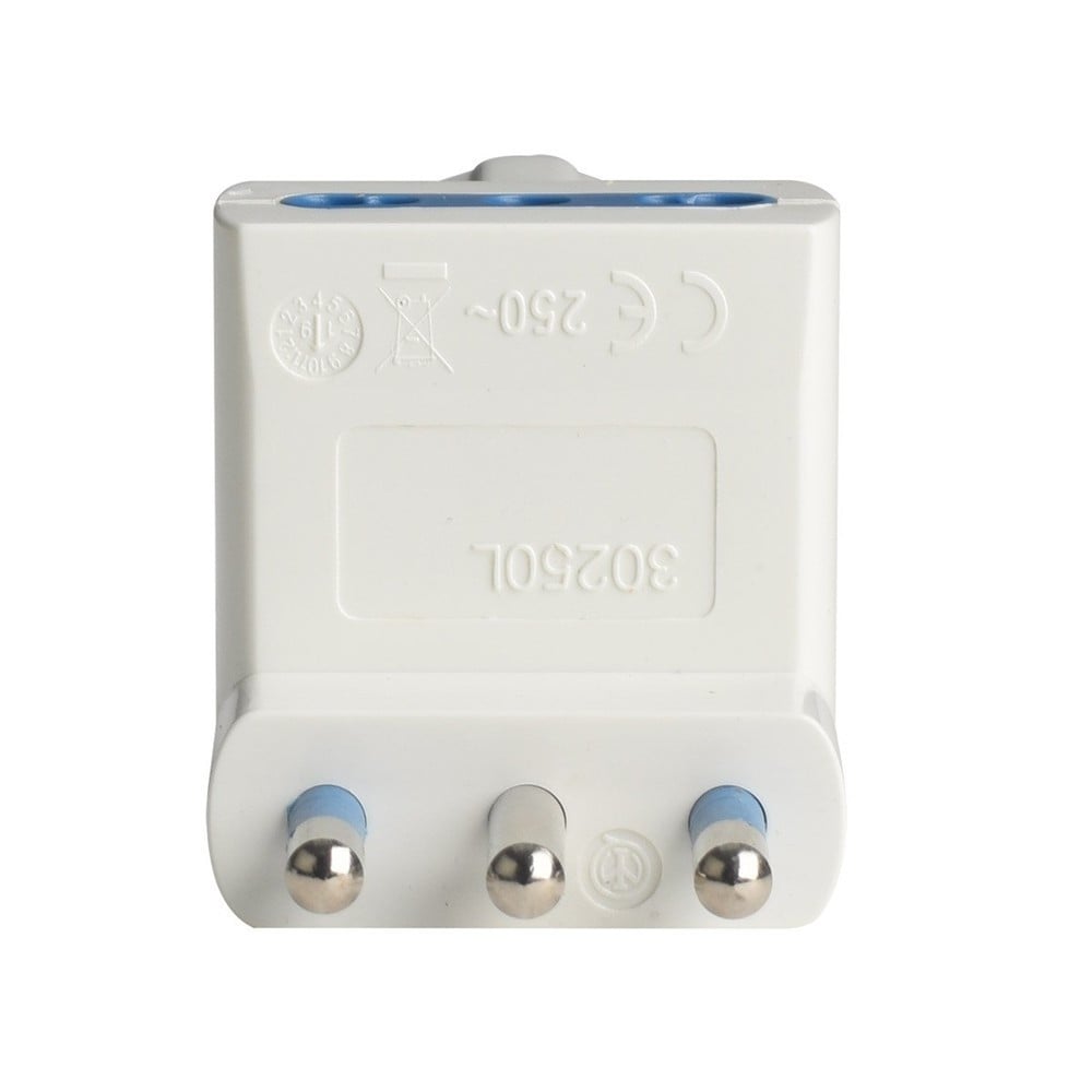 SPINA ANGOLARE 16A 2 BIPASSO 10A/16A 1 PRESA SCHUKO 16A LATERALE 83054
