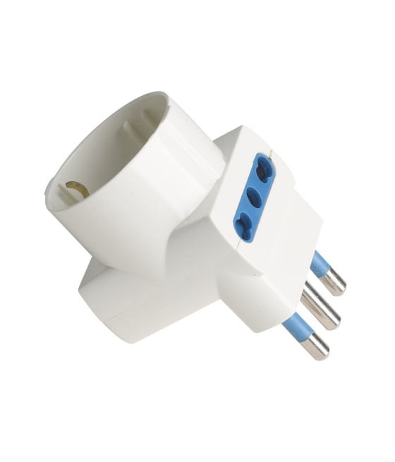 SPINA ANGOLARE 16A 2 BIPASSO 10A/16A 1 PRESA SCHUKO 16A LATERALE 83054