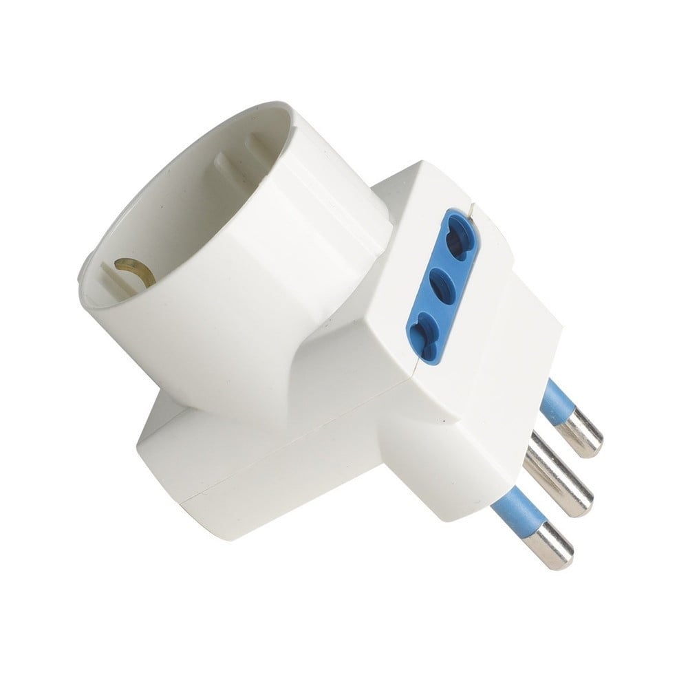 SPINA ANGOLARE 16A 2 BIPASSO 10A/16A 1 PRESA SCHUKO 16A LATERALE 83054