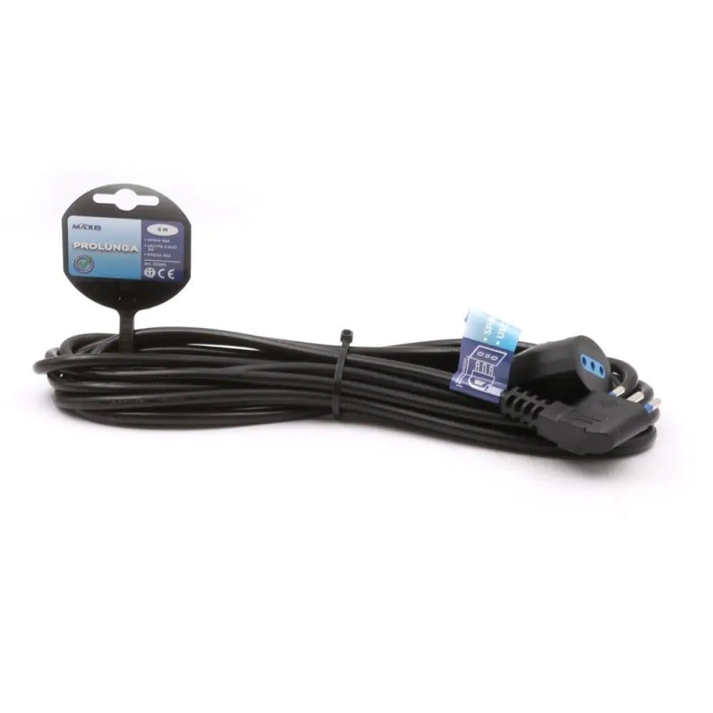 PROLUNGA 5 MT CON SPINA 10A 2P+T + PRESA 10A 2P+T CAVO 90° NERA 83280