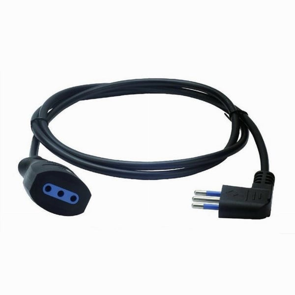 PROLUNGA 5 MT CON SPINA 10A 2P+T + PRESA 10A 2P+T CAVO 90° NERA 83280