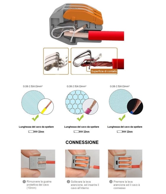 CONFEZIONE CON 6 CONNETTORI UNIVERSALI MORSETTI 5 POLI A 1 VIA 32A MO5
