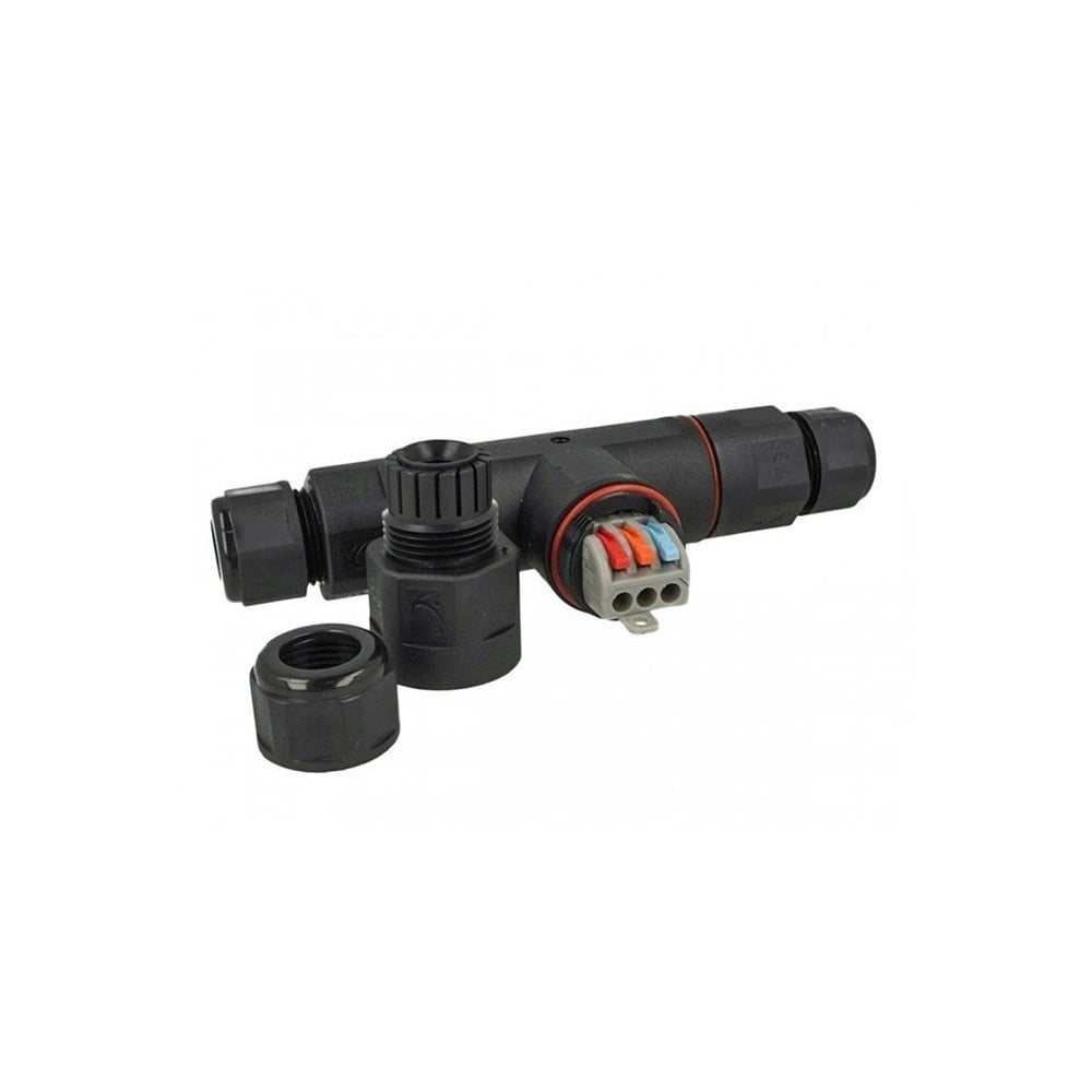 CONNETTORE DI GIUNZIONE FORMA T IP68 COLLEGAMENTO 3 POSTI CAVO CN-T