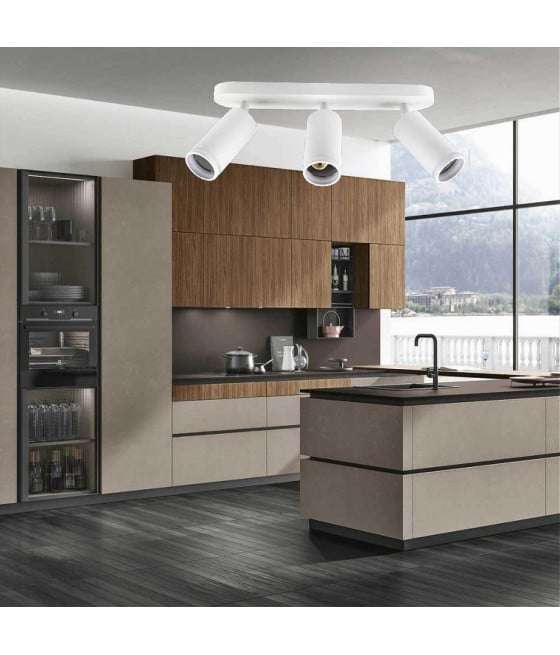 APPLIQUE PLAFONIERA ORIENTABILE SOFFITTO PARETE 3 DIFFUSORI GU10 TS-3