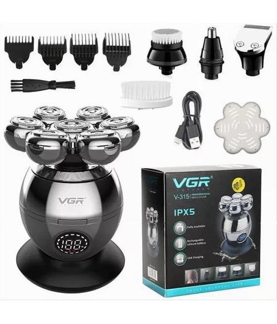 VGR V-315 Rasoio Professionale 7D Rotary Shaver Trimmer Barber IPX5