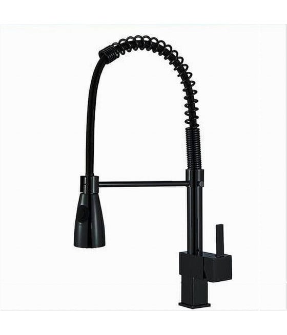 MISCELATORE RUBINETTO LAVELLO CUCINA GETTO A MOLLA BOCCA GIREVOLE NERO