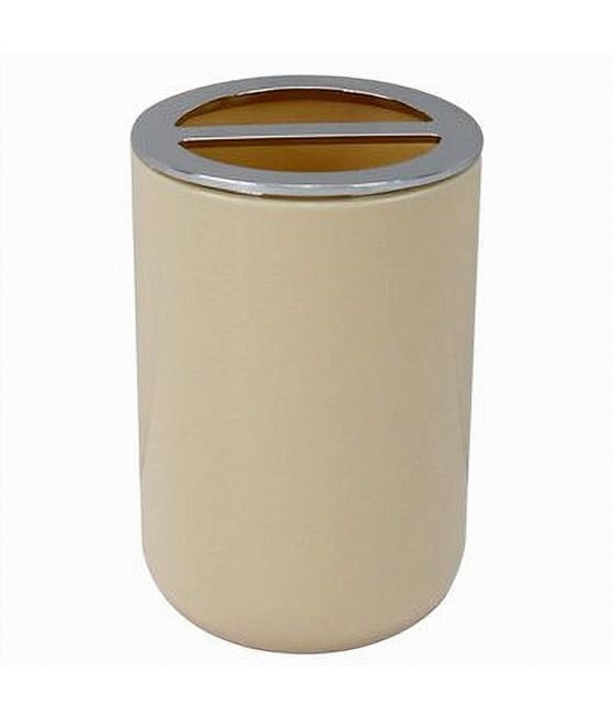 PORTA SPAZZOLINI BICCHIERE BAGNO 2 FORI BEIGE SILVER CONTENITORE 79881