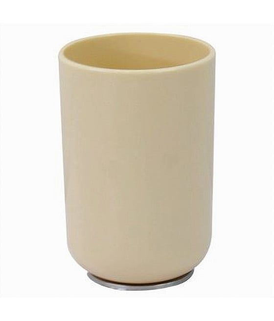 BICCHIERE PORTA SPAZZOLINI DENTIFRICIO BEIGE SILVER ARREDO BAGNO 79882