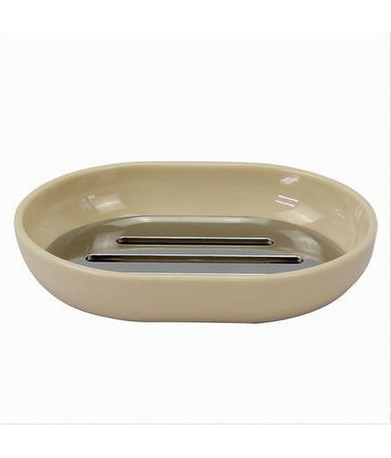 PIATTINO PORTA SAPONE SAPONETTA BEIGE SILVER BAGNO 12.5 X 9.5 CM 79883