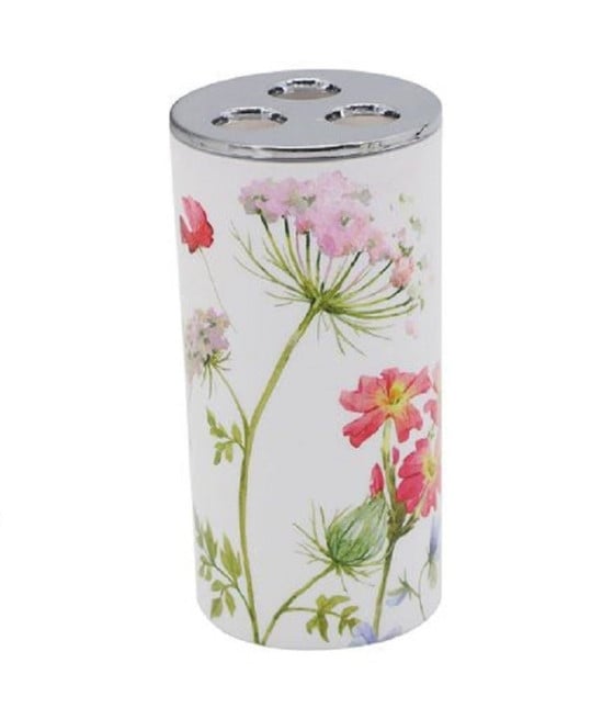 BICCHIERE PORTASPAZZOLINO 3 FORI BIANCO IN PLASTICA BAGNO FIORI 69924