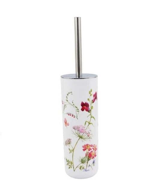 PORTASCOPINO IN PLASTICA BIANCO SCOPINO BAGNO WC TOILETTE FIORI 69926