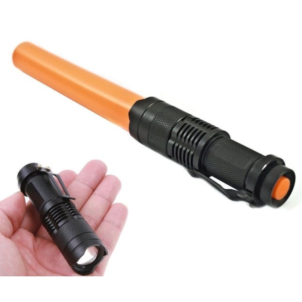 MINI TORCIA LUCE BIANCA LED 3 W LUMEN RICARICABILE RESISTENTE GANCIO SEGNALATORE