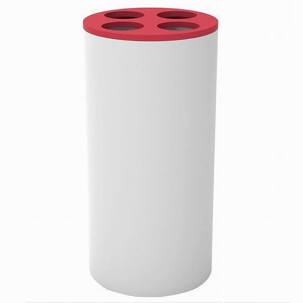 BICCHIERE PORTASPAZZOLINI 4 FORI BIANCO ROSSO IN PLASTICA BAGNO 69938