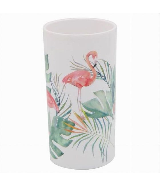 BICCHIERE PORTA SPAZZOLINO CON FENICOTTERI IN PLASTICA BAGNO 69964
