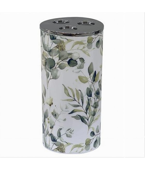 BICCHIERE PORTA SPAZZOLINO 3 FORI FIORI FOGLIE ARREDO DA BAGNO 87055