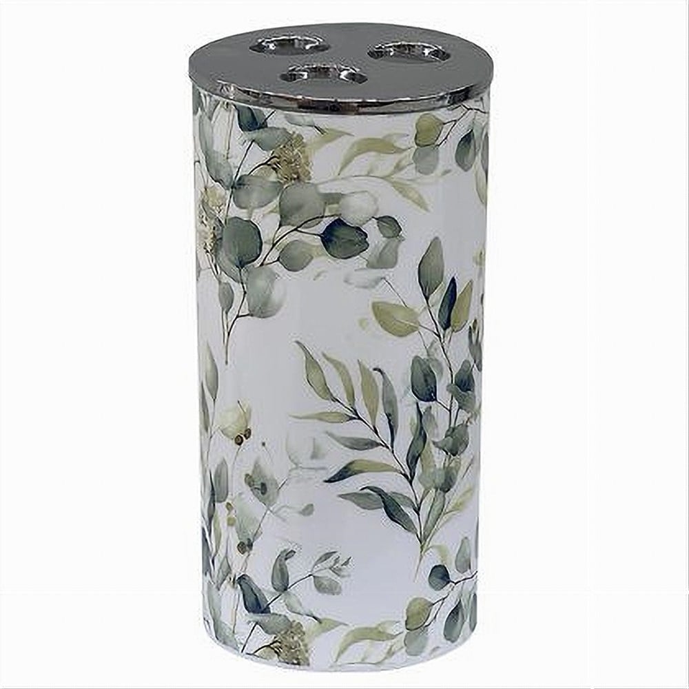 BICCHIERE PORTA SPAZZOLINO 3 FORI FIORI FOGLIE ARREDO DA BAGNO 87055