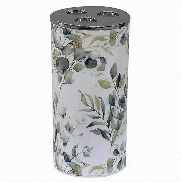 BICCHIERE PORTA SPAZZOLINO 3 FORI FIORI FOGLIE ARREDO DA BAGNO 87055