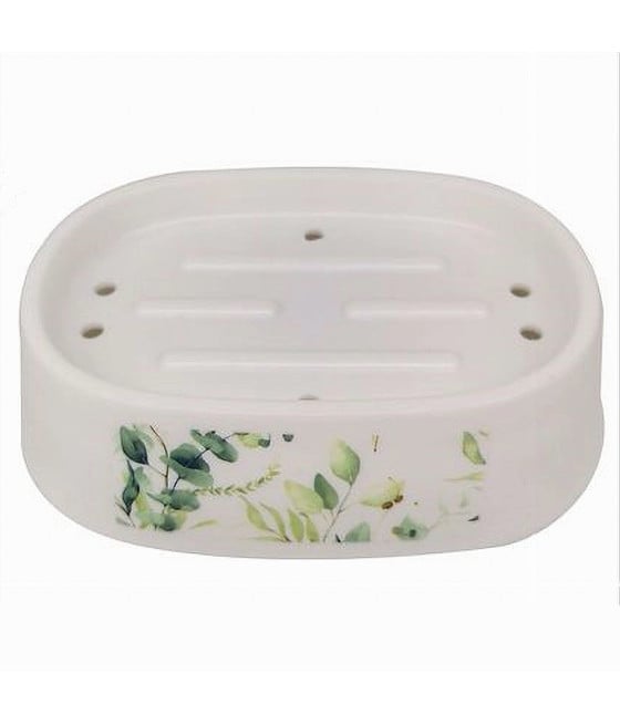 PIATTINO PER SAPONE PORTA SAPONETTA DECORATO FIORI FOGLIE BAGNO 87056