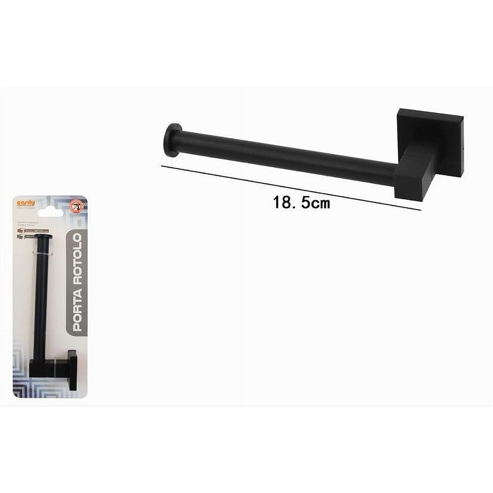 PORTA ROTOLO PER CARTA IGIENICA DA MURO IN ACCIAIO NERO BAGNO 79982