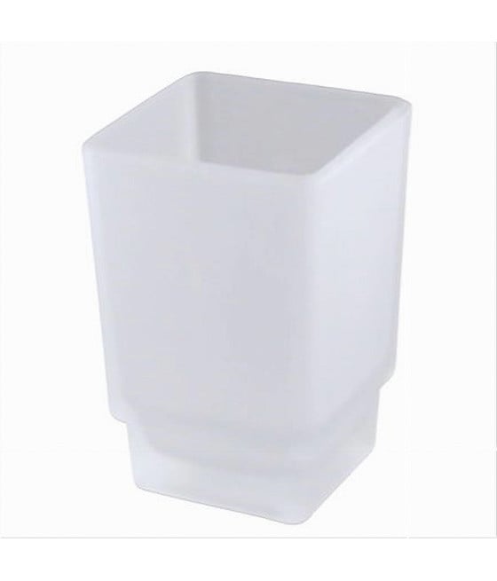 BICCHIERE RICAMBIO PORTA SPAZZOLINO IN VETRO CUBO SATINATO BAGNO 87263