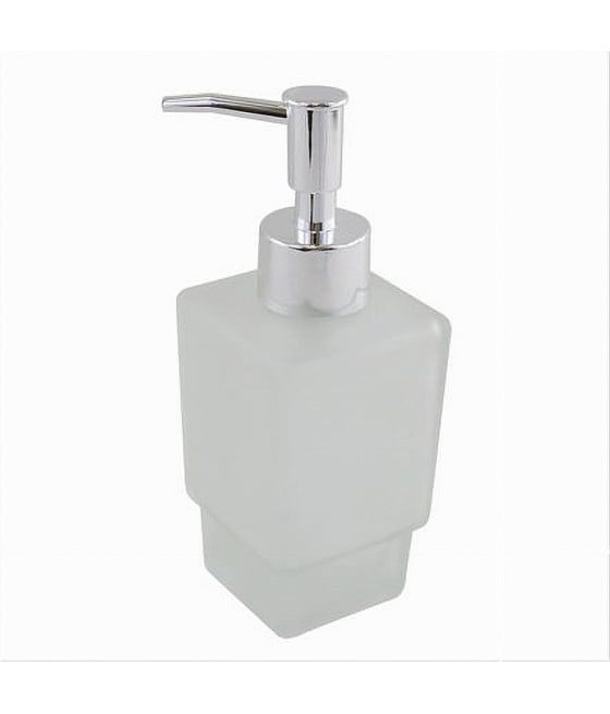 DISPENSER RICAMBIO PORTA SAPONE LIQUIDO VETRO SATINATO CUBICO BAGNO