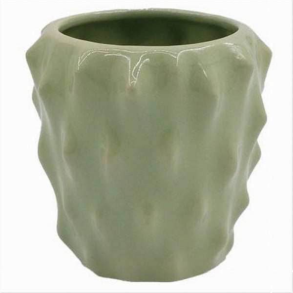 BICCHIERE PORTA SPAZZOLINI CERAMICA VERDE EFFETTO CACTUS BAGNO 79934